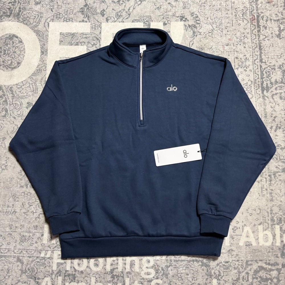 Alo Yoga Accolade Quarter Zip Pullover Navy Blue Small NWT U3040RG Sweatshirt